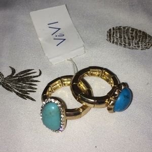 Gold & Turquoise rings NWT